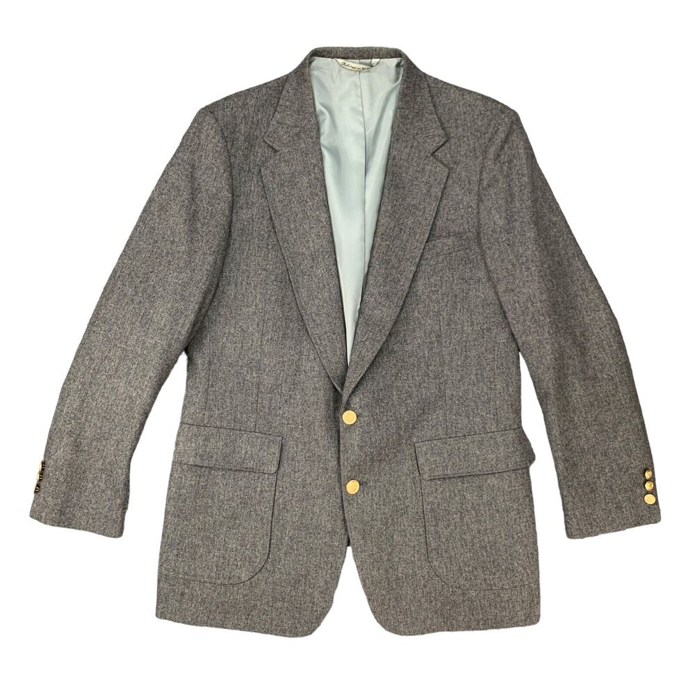 Vintage Arnold Palmer Blazer Men 42L Long Gray Wool 2 Button Sport Coat Made USA
